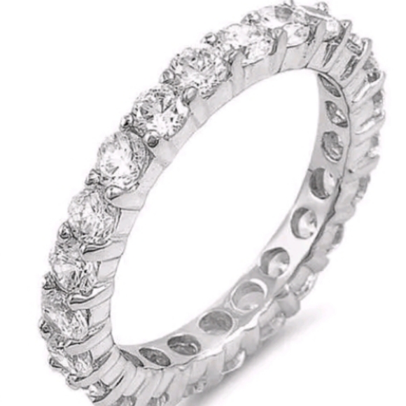 Independent Celebrity Desgns Jewelry - 4.2 TCW 3 mm Round Cut CZ Stackable Eternity Band